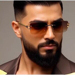 Sunglasses Men Square Diamond Cut Retro UV400‎ Protection Street Wear Lentes New